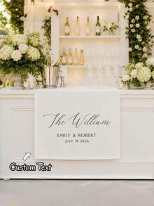 1pc Personalized Wedding Table Runner, Customizable Text, Suitable For Fashionable Wedding Reception And Special Occasions - Multicolor - View 2
