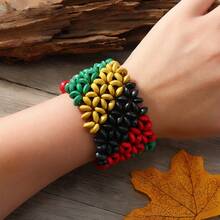 Brazalete ancho de madera retro, brazalete bohemio de moda y versátil de multicolor - Verde - Ver 9