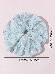 1pc Satin Ultra-Thin Embroidered Floral Oversized Multi-Color Hair Scrunchie, Suitable For Women's Daily Outfit Decoration Hair Accessory - Multicolor - View 3