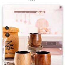 碳化紅棗木功夫茶杯 創意木製茶具杯 大肚杯 - 棕色 - 查看 9