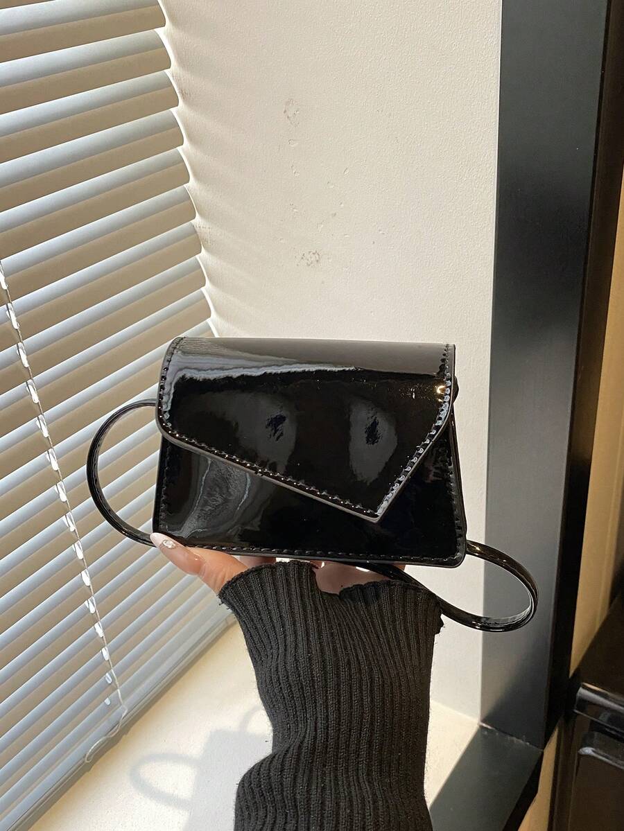 1件迷你新款時尚極簡紋理布料手提包 小方包 紅色 百搭甜美可愛單肩包