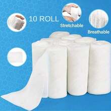 1 Set - 1/10 Roll White Elastic Bandage Combo Pack - Breathable, Soft, And Stretchable - Stretchable Mesh Gauze - High Quality For Wrist, Finger, Ankle, And Leg Support - Individually Packaged Gauze Strips - LUNARION - View 19