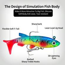 Mixed Hard Soft Fishing Lures Tackle Box Kit, Contains Minnow Popper Crankbait Metal Spoon Crawfish Soft Baits, Realistic 3D Painting With Sharp Treble Hooks, Divided Clear Storage Box For Bass Trout Fresh Saltwater Angling Gear - Multicolor - View 7