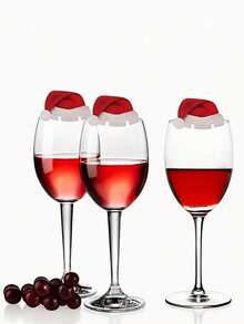 15pcs Mini Santa Hat Wine Glass Cards Decoration, Christmas Table Setting, Cute Santa Hat Stemware Toppers, Holiday Dinner Party Supplies, New Year Tableware Accessories - Multicolor - View 8