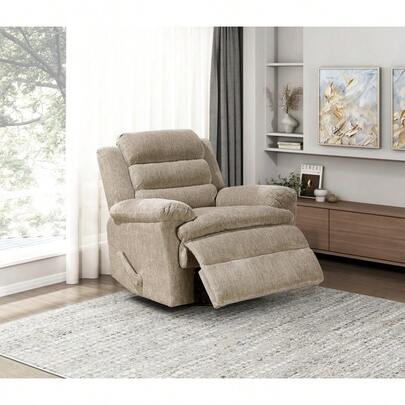 Glider Swivel Recliner Chair Brown Microfiber Upholstery Plywood Frame Durable Plush Comfort Living Room Furniture 1pc