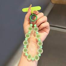 1pc Matte Beaded Phone Chain Charm, Unique Premium Frosted Texture Bracelet, Niche Wrist Chain, Summer Fresh Candy Color Hanging Chain, Travel Anti-Loss Charm, Camera/ Pendant, Bag/Case Strap With Clip - Multicolor - View 14