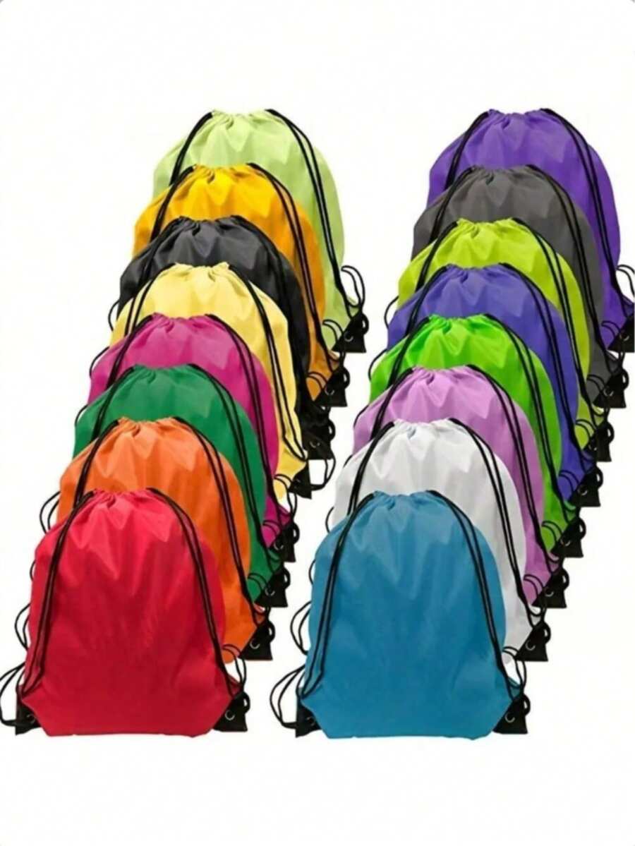 1pc Multicolor Waterproof Drawstring Backpack, Lightweight Polyester Fiber Sports Fitness Storage Bag, Portable Drawstring Storage Bag, Suitable For Fitness, Travel, Campus, Shopping, Outdoor Activities - Multicolor - View 1