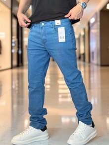 Men's Slim Fit Stretch Denim Jeans - 斯特拉斯堡藍 - 查看 1