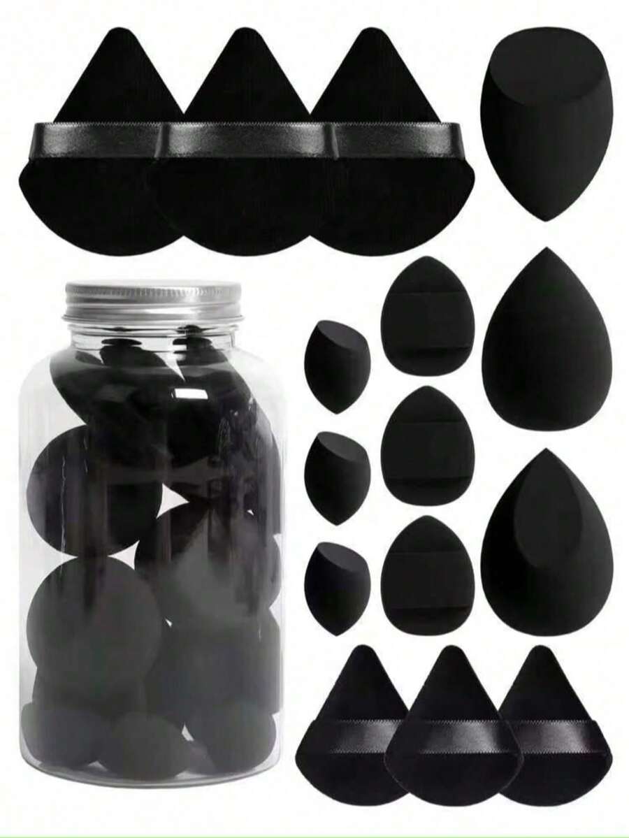 5pcs Makeup Sponge Set, Makeup Sponge, Mini Powder Puff, Mini Powder Puff, Mini Finger Cushion Puff, Random Foundation Sponge, Suitable For Liquid, Cream And Powder Products, Create Flawless Makeup Look - Multicolor - View 1