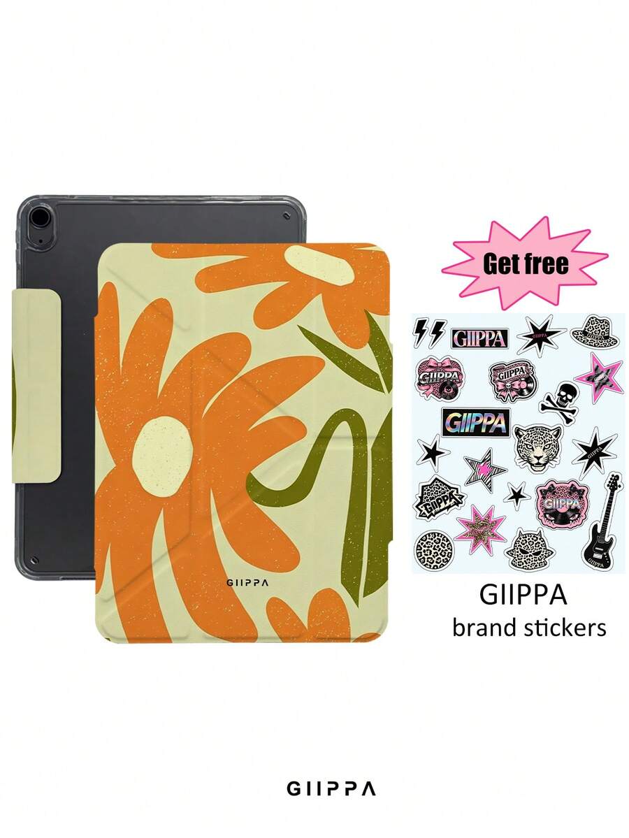 GIIPPA Casing Pelindung Lipat Berbentuk Y dengan Motif Bunga Daisy Oranye, Dapat Dilepas dengan Magnet, Gesper Ganda, Cetakan Definisi Tinggi, Pelindung Anti Guncangan dengan Tempat Pena, Gaya Cocok untuk Semua Model, Dapat Diberikan Sebagai Hadiah untuk Teman - MultiWarna - View 1