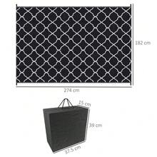 Reversible Outdoor Rug, Plastic Straw Mat W/ Carry Bag Ground Stakes For Garden RV Picnic Beach Camping 182x274cm Black - T0001-01-1323 - View 10