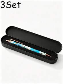 Metal Retractable Executive Pen Set With Case (1/2/3 Sets) – Black Metallic Gift Box With Protective Sponge Lining. Back-To-School Creative Stationery Gift For Teachers And Students. - Multicolor - View 9