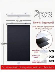 1pc/2pcs Blackout Roller Blinds, Suction Cup Installation, No Drilling Required, Easy To Use, Suitable For Car Windows And Home Windows For Heat Insulation, Sun Protection, Freely Expandable, Modern Style, Suitable For Bedroom And Multiple Rooms (Please Note), Please Soften With Hot Water Before Use And Place In A Well-Ventilated Area For 1-3 Days To Remove Odor From Material - Sunshade Roller Blind - View 12