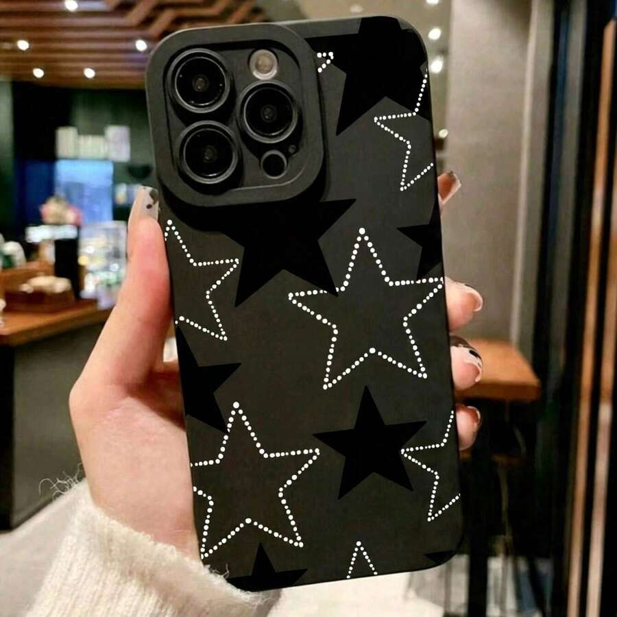 1pc Star Eye Frosted Anti-Fall TPU Compatible With Apple IPhone17/Air/17Pro/17PROMAX/16/15/14/13/12/11/XSM/XR - Black - View 1
