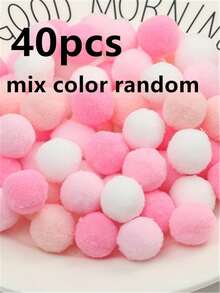 40/100 piezas Bolas de felpa de poliéster de alta elasticidad de colores, colores aleatorios DIY - Multicolor - Ver 18