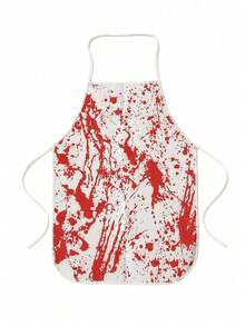 1pc Horror Halloween Bloody Apron Costume, Butcher Role Play Prank Prop With Bloodstain Print - A - View 7