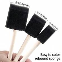 opeth 3pcs Black Handle Sponge Roller Brush Set, Large/Medium/Small Sponge Printing & Painting Combo Kit, DIY Painting Sponge - Black and White - View 2