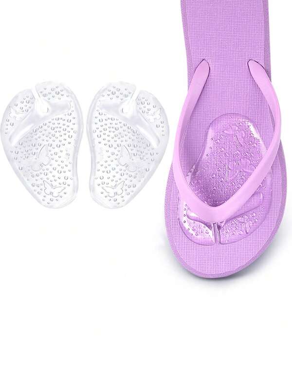 1 Pair Silicone Toe & Forefoot Pads For Flip Flops, Anti-Chafing, Non-Slip, Comfortable Half-Foot Cushion