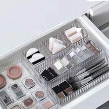 11pcs Drawer Organiser Set Clear Makeup Trays Plastic Desk Drawer Dividers Boxes - 11pcs - View 2