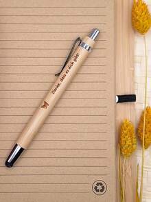 Custom Text Logo Capacitive Stylus Bamboo Ballpoint Pen, Bamboo Writing Tool, Stationery Gift, Natural Desk Accessory, Ballpoint Pen, 2-In-1 Pen, Touch Pen, Creative Bamboo Ballpoint Pen Office Stationery Gift Promotional Pen - Multicolor - View 6