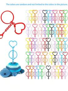10/30/5件裝彩色旋轉扣龍蝦扣鑰匙圈DIY手工飾品製作套組，心形，聖誕禮物 - 彩色 - 查看 7
