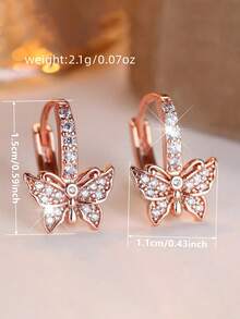 1pc Elegant Cubic Zirconia Hoop Earrings Women Wedding Anniversary Accessory Gift - 1# - View 7