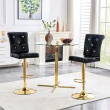 Set Of 2 Black Vintage Crocodile Leather Lift Bar Stools - 黑色 - 查看 2