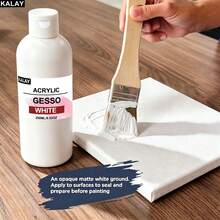 Kalay Professional Grade Gesso Surface Treatment Medium, Oil/Acrylic Painting Canvas Liquid Primer, Mixable With Professional Acrylic Paints And Mediums, 60/250ML Transparent/White - 1 Item - View 4