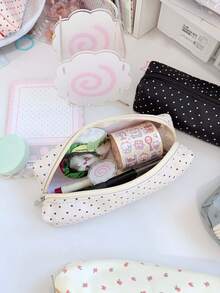 This Fashionable Pencil Case Features A Cute Mint Green Design With Polka Dot And Star Patterns, Simple And Sweet, Perfect For Middle And High School Students To Store Stationery, Combining High-Quality Appearance And Practicality - A - View 3