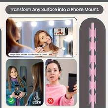1pc Silicone Suction Cup Phone Sticker, Strong Adhesion, Firmly Attaches To Various Smooth Surfaces; Self-Adhesive, Washable And Reusable, Multifunctional Phone Stand, Compatible With All Phone Models - Multicolor - View 8