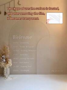 1pc/2pcs/Set 30*40cm/40*55cm Clear Blank Acrylic, Two Sizes And Shapes (Half Circle And Rectangle). Wedding Signage, Wall Decor, Graduation, National Day Event, Birthday. Modern Wedding Poster, Acrylic Welcome Sign, Wedding Photo Board - Multicolor - View 6