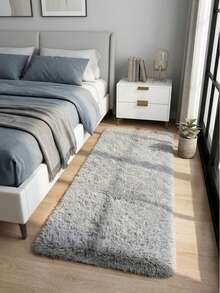 1pc Grey Fluffy Square Rug, Soft Skin-Friendly, Holiday Decor, Home Decor, Suitable For Living Room, Bedroom, Study, Dressing Room, Studio, Decorative Rug, Washable Rug - Grey - View 3