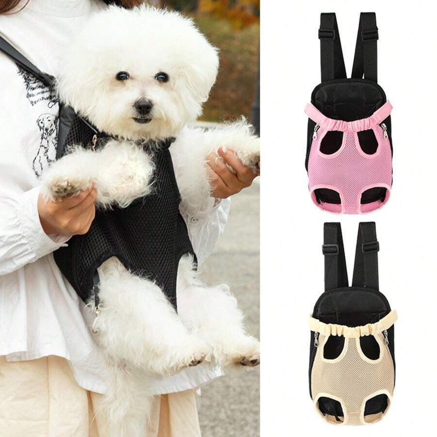 1pc New Pet Backpack, Cute Cartoon Pattern, Breathable Mesh, Suitable For Small And Medium Cats And Dogs Outdoor Travel, Vet Visits, Hands-Free Carrying Accessory - Multicolor - View 1
