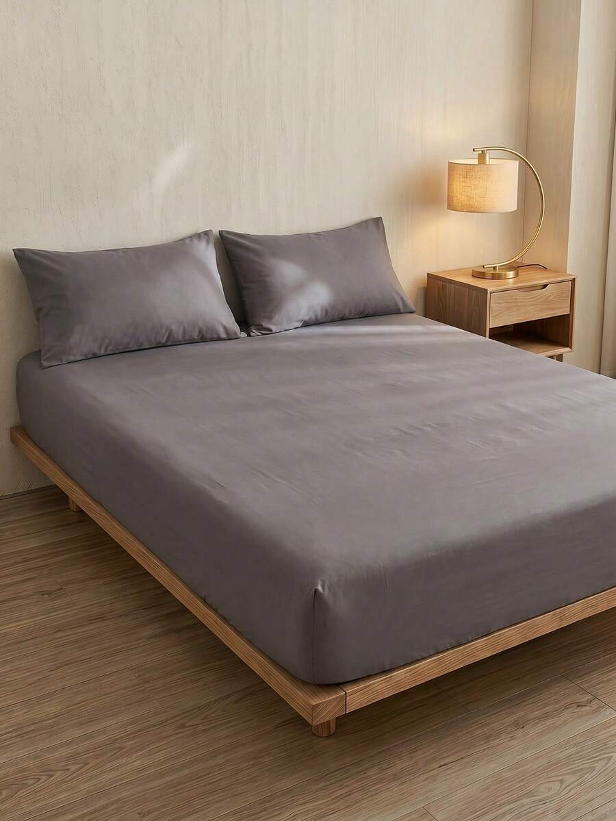 1件裝深灰色純色床墊包布 床墊保護套 床墊罩 柔軟透氣 適用 Twin XL、Full、King、Queen 尺寸床墊 深口袋可適配至 11.8 英吋 返校季宿舍床上用品 - 灰色 - 查看 1