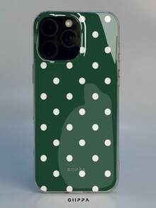 GIIPPA 1件白色底綠色鏤空波點圖案設計手機殼，適用於Phone 17 Pro Max，兼容Phone 16 Pro Max、15 Pro Max、14 Pro Max，韓式高端時尚趣味手機殼，兼容11/12/13/14/15/16 Pro Max Plus，優雅設計男女皆宜，適合送給女友的聖誕節、情人節、復活節、婚禮季與生日完美禮物 - 綠色 - 查看 5