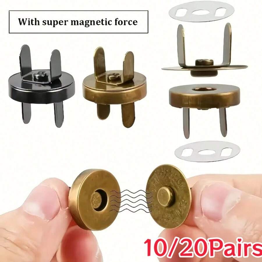 10/20Pairs Metal Magnetic Snap Buttons Round Magnetic Buttons Handmade Woven Bags Canvas Bags Leather Bags No-Sew Hidden Buttons Luggage Hardware Accessories Multi-Color Options