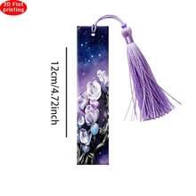 2D Flat Elegant Purple Floral Galaxy Bookmark With Silky Tassel, Creative Reading Page Clip, Aesthetic Book Accessory, Unique Gift For Bookworms - One Size Fits All - View 2