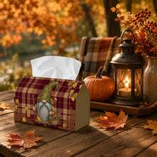 1pc Tissue Box, Cute Autumn Pumpkin Plaid Character Art Design, Suitable For Living Room, Car And Desktop Storage, Perfect For Living Room Kitchen, Ideal Autumn Home Decor - Multicolor - View 3