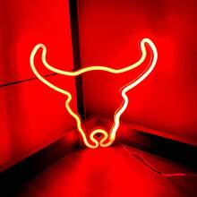 1pc Bull Head Neon Sign Battery Or USB Powered, LED Light Desktop And Wall Decor, Bull Head Size 28x25cm Approx 11x9.9in Suitable For Bedroom, Room, Bedroom, Hallway, Bar, Birthday Party, Wedding, Proposal, Valentine's Day, Mother's Day, Children's Day, Halloween, Christmas And Other Holiday Decorations And Gifts, Men's Game Room Background Decor Light - White - View 31