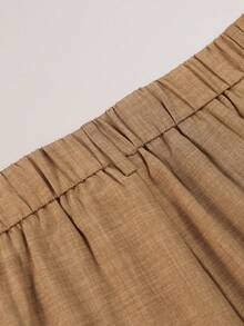 Men's Khaki Wide Leg Casual Pants, Drapey Comfortable Versatile Commuter Long Pants - Brown - View 4