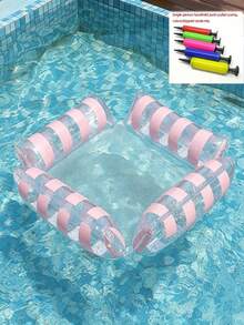 1 Set Foldable Inflatable Water Lounger, 4-Tube Backrest Pool Float, Includes 1 Air Pump, PVC Material, Multi-Color Options, Holiday Essential, Summer Water Party Must-Have, Suitable For Adult Vacation And Leisure, Inflatable Pool Float, Beach Supplies, Beach Accessories, Inflatable Sea, Non-Food Contact - Multiple Styles - View 8