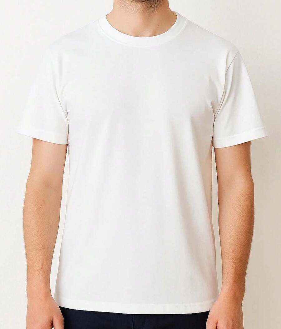 Camiseta blanca de manga corta 100% algodón - Blanco - Ver 1