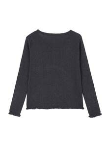 Spring/Autumn Frill Trim Knit Cardigan & Striped Camisole 2 Pieces Set, Slimming Layered Outfit For Women, Versatile Style - Dark Grey - View 8