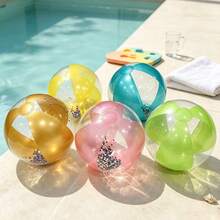1pc Transparent PVC Inflatable Colorful Ball, Beach Ball, Inflatable Pool Toy, Outdoor Game Party Decoration, Suitable For Family Gathering Party Pool - Multicolor - View 3