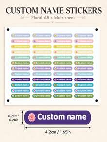 Customized Floral Name Stickers, Personalized Pen Labels, Cute Flower Decals, Customized Name Labels, Customizable Birthday, Christmas Gifts, Customized Stickers, Personalized Stickers, Teacher's Day, Gifts For Family And Friends, Lovers, Mothers - Style a - View 4
