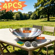Heavy-Duty 201 Stainless Steel Stir-Fry Pan & Frying Pan, Professional Home Kitchen Cookware, Non-Stick Surface, Easy To Clean, Ideal For Stir-Frying And Boiling, Ergonomic Handle Design - View 10