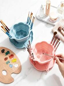 Foldable Silicone Makeup Brush Cleaner, Brush Holder And Storage Tray - Portable Brush Washing Mat With Textured Base, Suitable For Organizing Makeup Brushes, Ideal For Travel And Studio, Perfect Gift For Artists And Makeup Artists - A - View 6