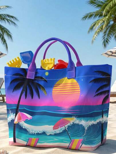 1 pieza Bolso Tote, Bolso de Almacenamiento, Bolso de Playa, Bolso Tote de PVC Brillante con Estampado Divertido, Bolso de Mano de Gran Capacidad y Ligero, Bolso de Mano con Asa Superior, Bolso de Almacenamiento de Playa Unisex para Niños y Niñas, Bolso de Compras para Estudiantes, Viajes a la Playa, Salidas, Bolso Versátil Simple que Puede Almacenar Ropa y Cosméticos, Bolso de Regalo, Versátil Casual, Puede Almacenar Ropa, Cosméticos, Necesidades Diarias, Unisex, Opción Ideal para Regalar a Amigos y Familia, Compras, Salidas, Desplazamientos, Fotografía o Vacaciones