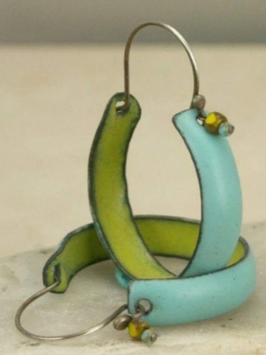 Gmzalx Minimalist Round Color-Block Fresh Design Hoop Earrings, Suitable For Women's Daily Wear, Casual Travel Versatile Urban Accessory, Artistic Atmosphere Jewelry