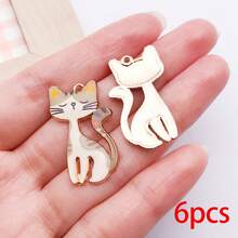 6/10pcs Printed Enamel Tall Cat Charms Colorful Kitten Alloy Pendants Jewelry Making Findings For DIY Bracelet Necklace Earring Craft Supplies - Cat - View 18